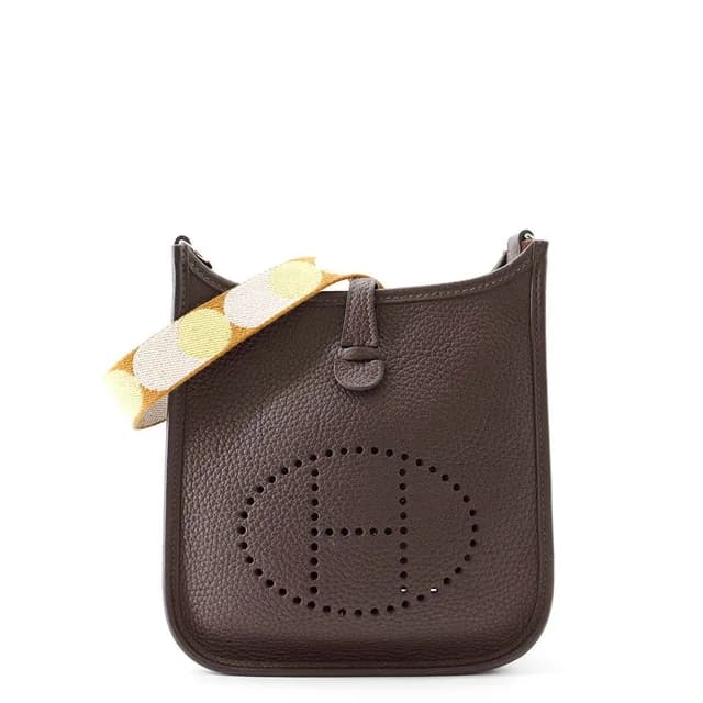 Hermès Evelyne TPM Shoulder Bag Ebene Taurillon Silver in Brown Clemence leather from The Reluxe, photo 1 of 1