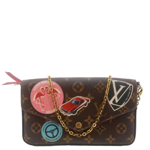 Louis Vuitton Felicie Pochette World Tour Monogram Canvas Crossbody Bag Brown in Brown Coated canvas from Dallas Designer Handbags, photo 1 of 1