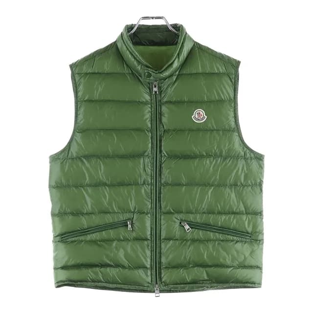 Moncler Gui Gilet Down Vest Green with Emblem in Green from The Reluxe, photo 1 of 1