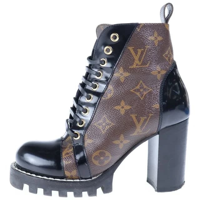 Louis Vuitton Star Trail Ankle Boots Patent Monogram Canvas Plain Brown in Brown Patent leather from The Reluxe, photo 1 of 1