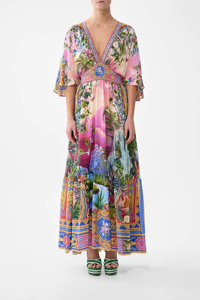 Camilla eBoutique WAISTED DRESS WITH HEM RUFFLE TURKISH DELIGHT, image 1 of 1 from CAMILLA