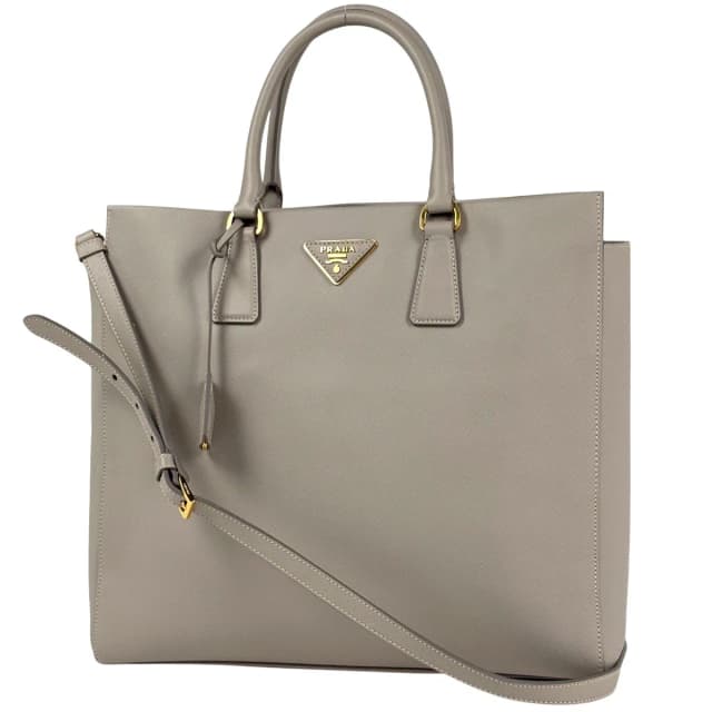 Prada Tote Bag 2-Way Saffiano Leather Light Gray in Grey Saffiano leather from The Reluxe, photo 1 of 1