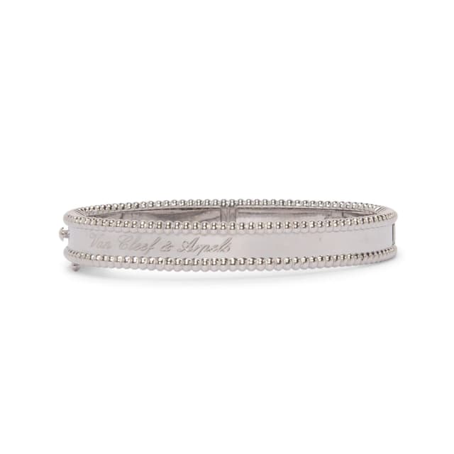 Van Cleef & Arpels 18k White Gold Perlee Signature Bracelet in White from Blue Spinach, photo 1 of 1