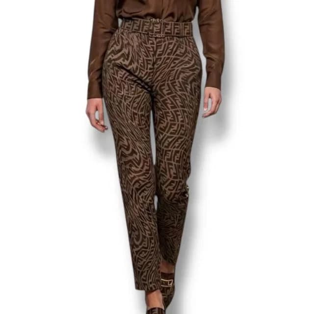 Fendi Zucca Cotton Polyester Pants 36 Brown in Brown from The Reluxe, photo 1 of 1