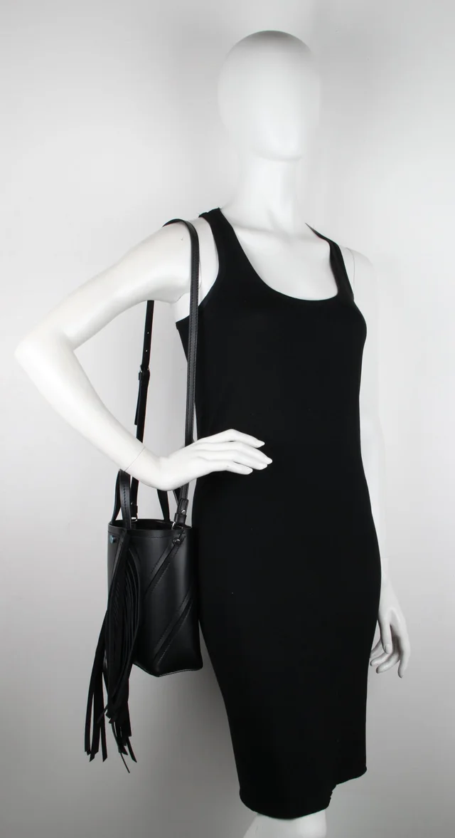 Proenza Schouler PS Small Hex Tote Fringe, Black, image 1 of 1 from Cultstatus