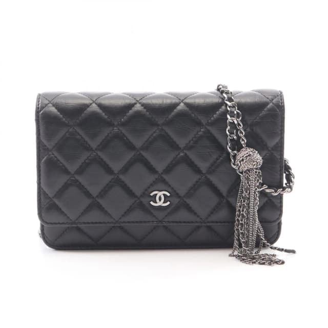 Chanel Shoulder Bag Quilted Black Leather Chain Wallet in Black Leather from The Reluxe, photo 1 of 1