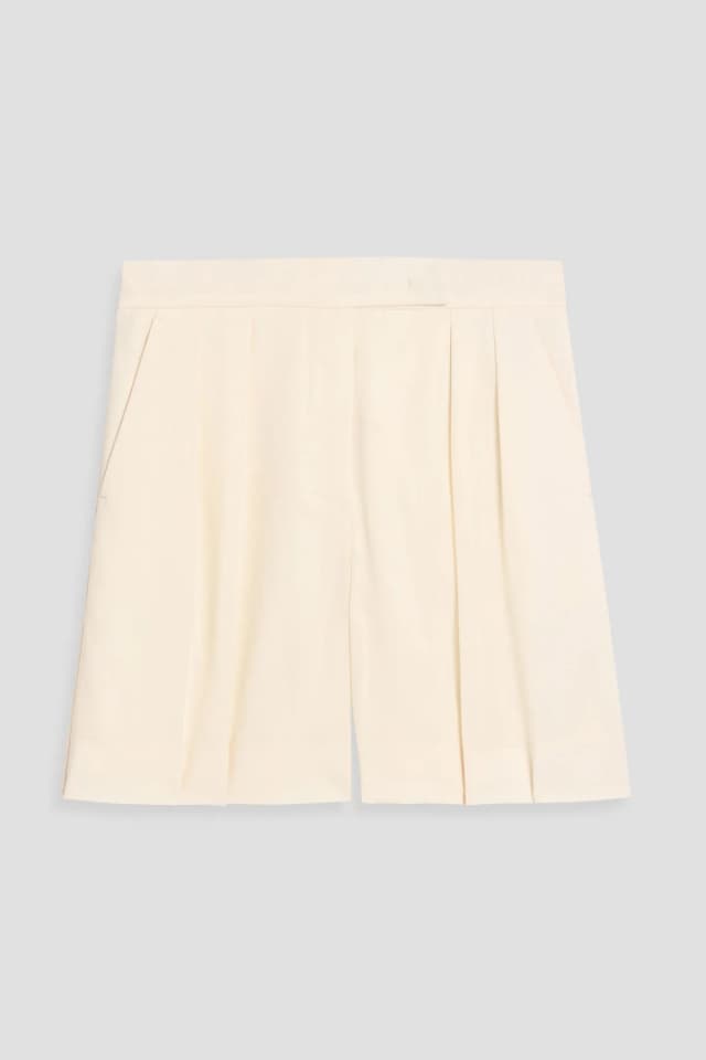 Max Mara Priamo Wool-Crepe Pleated Shorts in White, image 1 of 1 from THE OUTNET