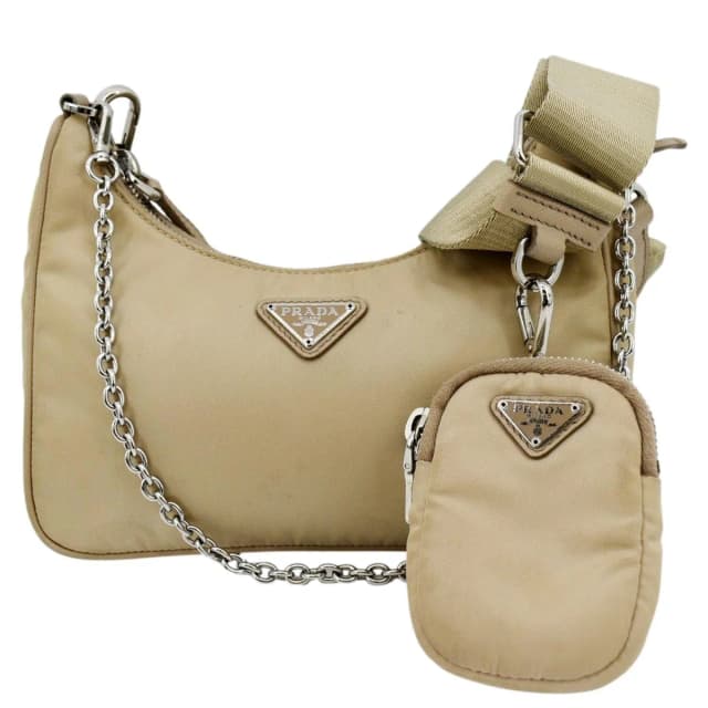 Prada Re-Edition 2005 Re-Nylon Shoulder Bag Beige in Beige Nylon from Dallas Designer Handbags, photo 1 of 1