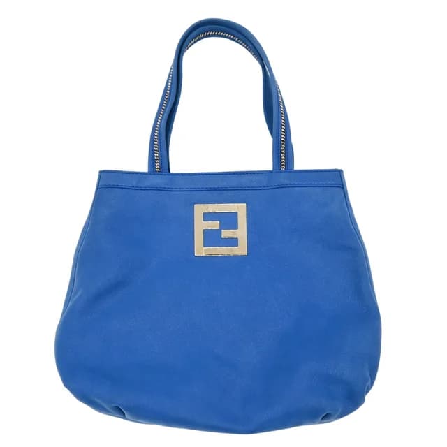Fendi Cobalt Blue Nubuck FF Chains Tote Bag in Blue Suede from Clotheshorse Anonymous, photo 1 of 1