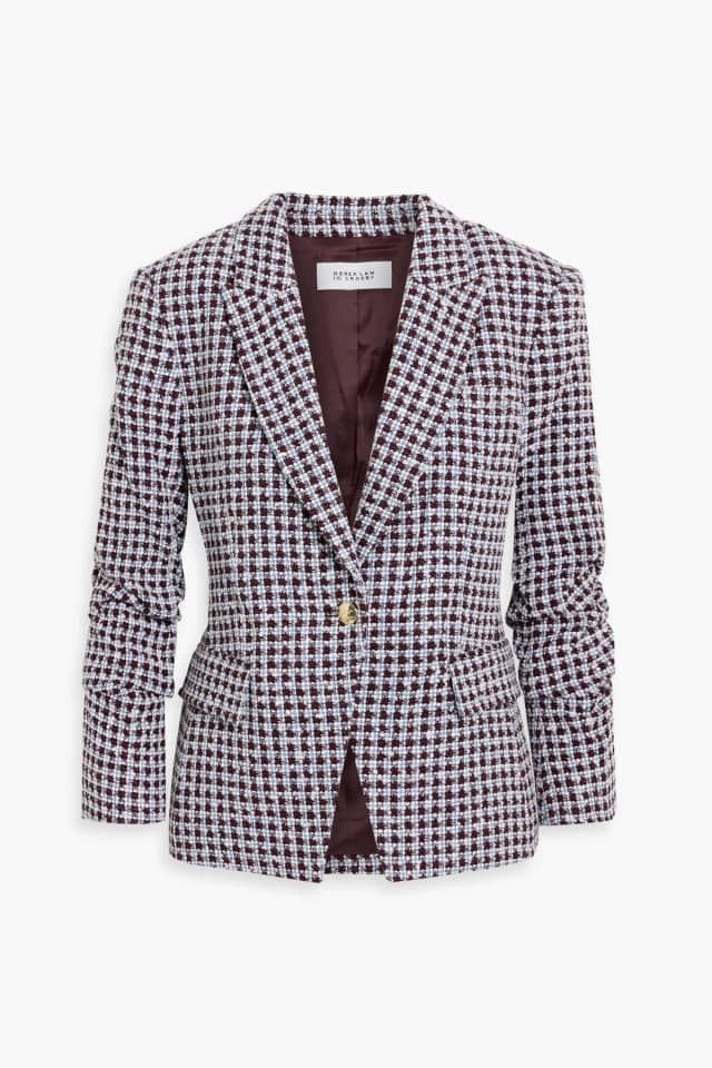 Derek Lam 10 Crosby Ralph Ruched Cotton-Blend Tweed Blazer in Chocolate, image 1 of 1 from THE OUTNET
