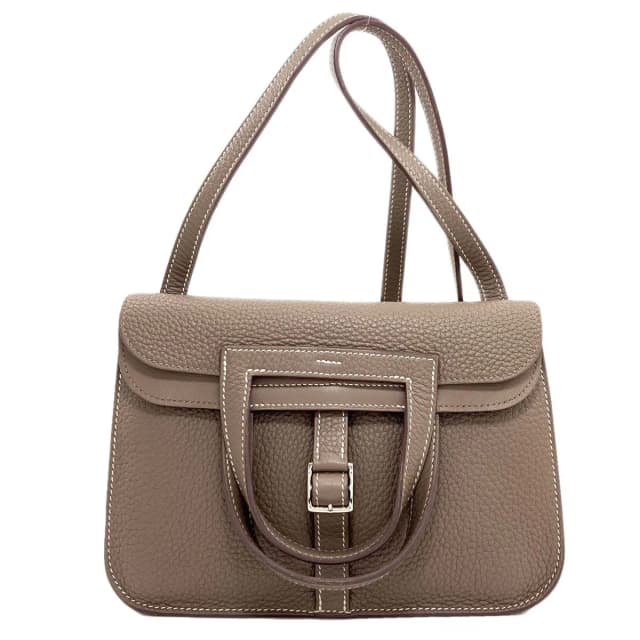 Hermès Halzan 25 Etoupe Silver Handbag Taurillon in Taupe from The Reluxe, photo 1 of 1