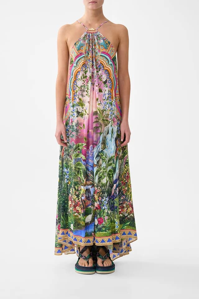 Camilla eBoutique GATHER NECK HARDWARE MAXI DRESS TURKISH DELIGHT, image 1 of 1 from CAMILLA