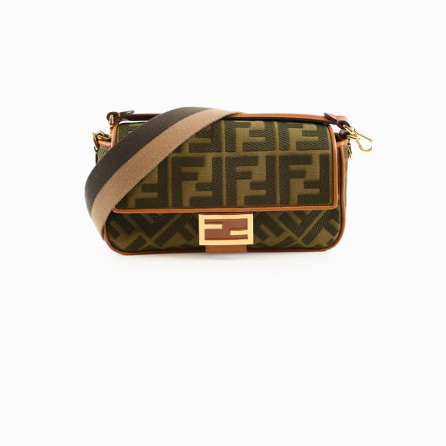 Fendi Medium Baguette Khaki Zucca in Green Canvas from The Purse Affair, photo 1 of 1