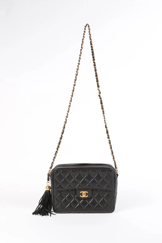 90s Chanel Black Lambskin Leather Camera Bag in Black Lambskin from Break Archive, photo 1 of 1