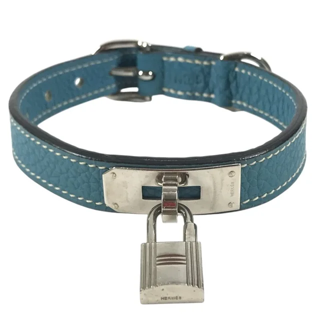 Hermès Kelly Pet Collar for Dogs, Animals, Leather, Men's & Women's, Blue in Blue/Silver Leather from Elady, photo 1 of 1