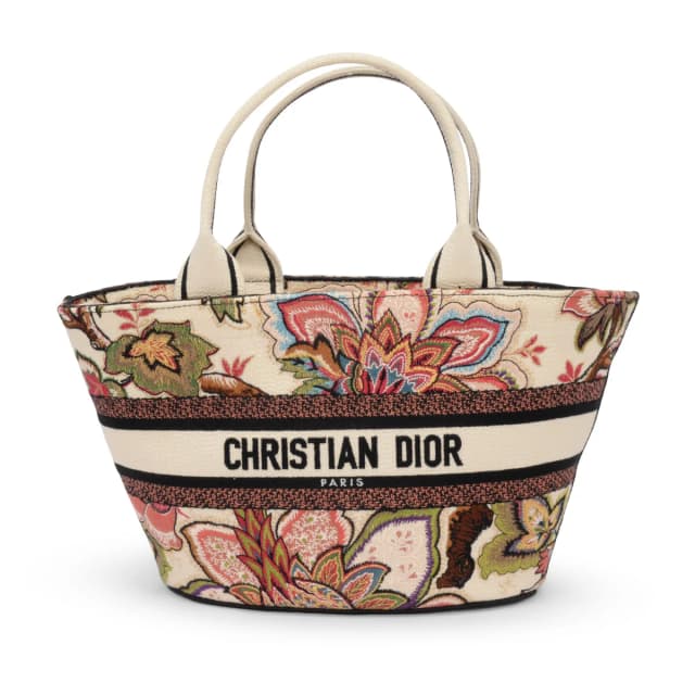 Dior Tree of Life Canvas Brocade Hat Basket Tote in White Canvas from Blue Spinach, photo 1 of 1