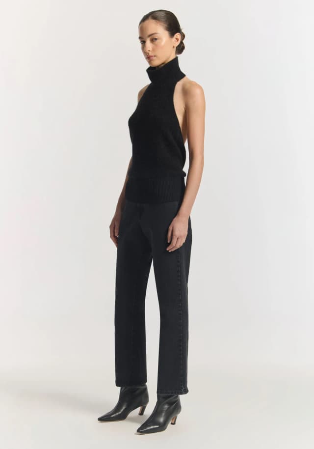 VIKTORIA & WOODS Alberta Knit Top in BLACK, image 1 of 1 from Viktoria & Woods