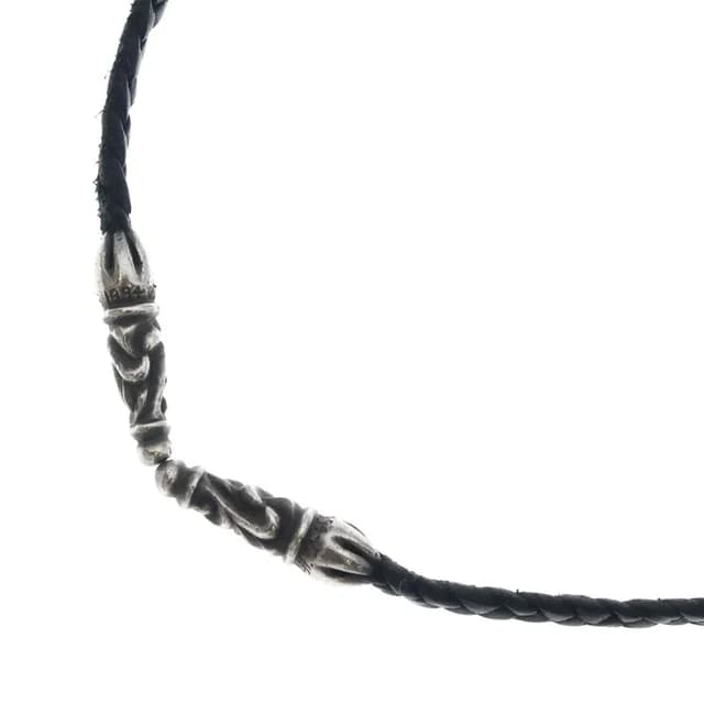 Chrome Hearts Leather Braid Scroll Necklace Braidnecklace Black Silver in Black Leather from The Reluxe, photo 1 of 1