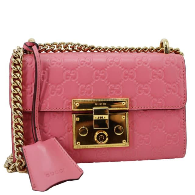 Gucci Signature Padlock Leather Top Handle Shoulder Bag Pink 409487 in Pink Leather from Dallas Designer Handbags, photo 1 of 1