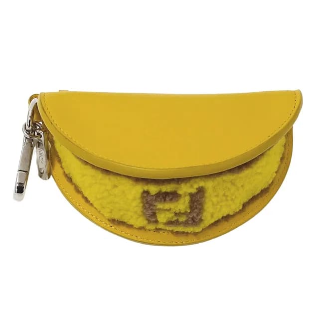 Fendi Pouch Leather Wool Yellow Taco Motif in Yellow Wool from The Reluxe, photo 1 of 1