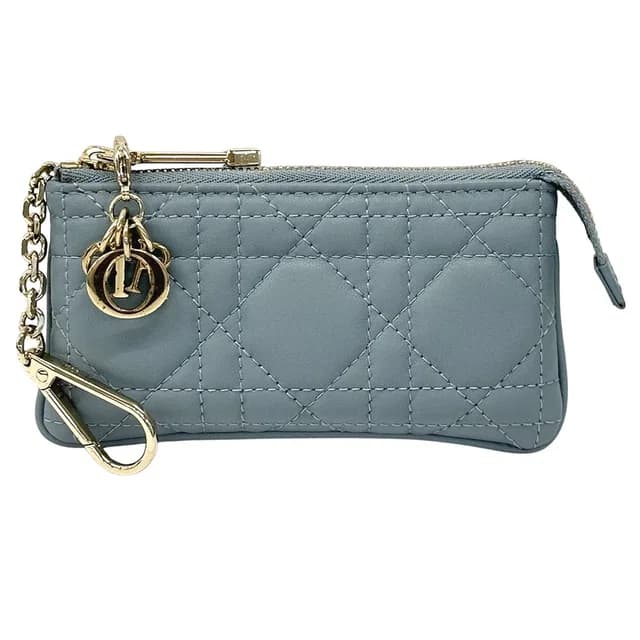 Dior Cannage Coin Case Leather Blue Chain Quilted in Blue Leather from The Reluxe, photo 1 of 1