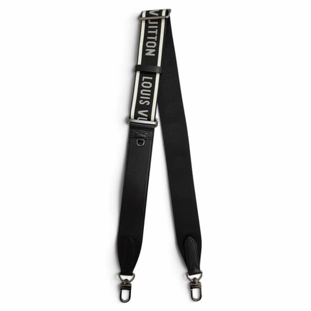 Louis Vuitton Logo Jacquard Leather Shoulder Strap Black White Gunmetal in Black Leather from The Reluxe, photo 1 of 1