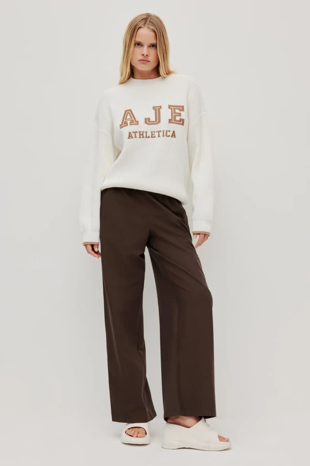 Athletica Varsity Logo Rib Jumper in WHITE, image 1 of 1 from Aje