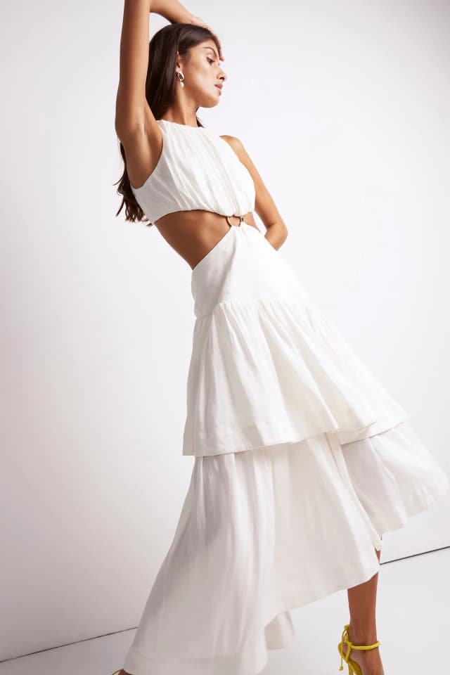 AJE Caliente Cut Out Dress in IVORY, image 1 of 1 from Aje