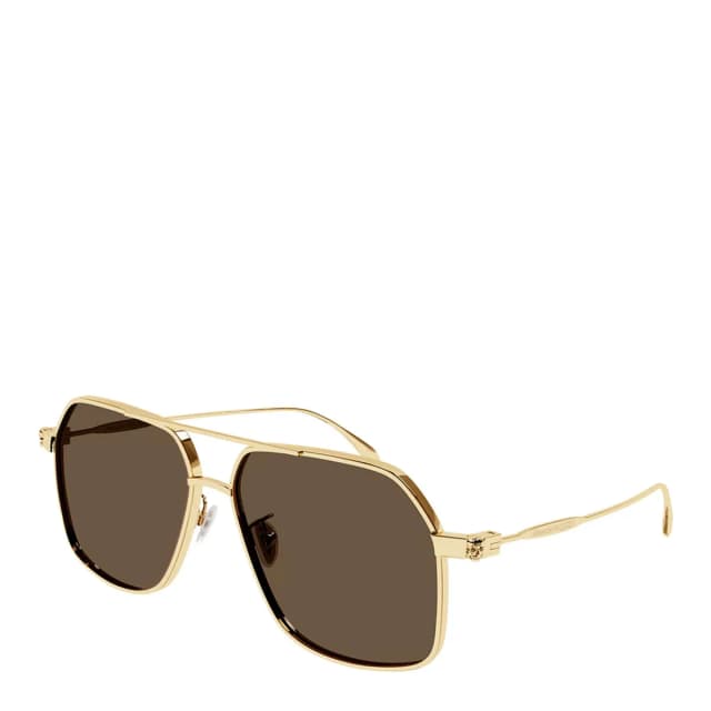 Alexander McQueen AMQ AM0372S Sunglasses, Gold/Brown, image 1 of 1 from Cultstatus
