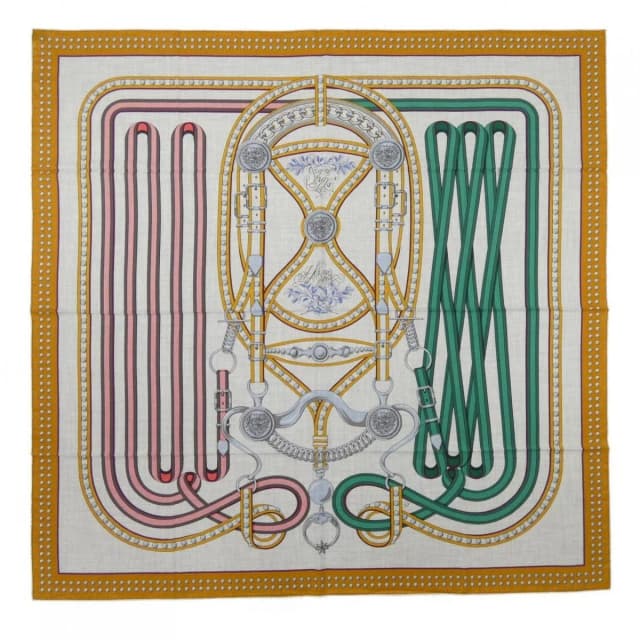 Hermès Grand Tralala Carre Shawl Gray Brown Green in Brown Silk from The Reluxe, photo 1 of 1