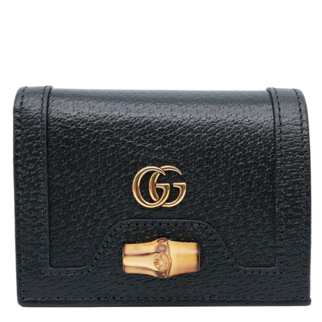 Gucci Diana Small Bamboo Leather Card Case Wallet Black 658244 in Black Leather from Dallas Designer Handbags, photo 1 of 1