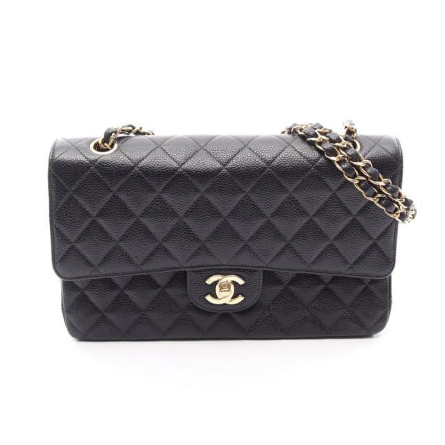 Chanel Shoulder Bag Quilted Double Flap Black Caviar Leather Chain in Black Caviar leather from The Reluxe, photo 1 of 1