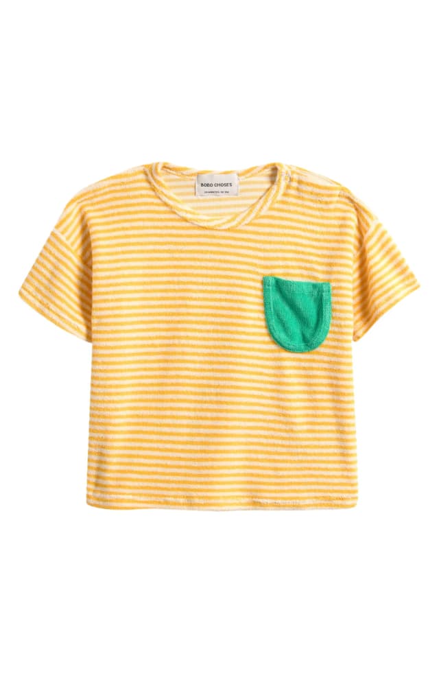 Bobo Choses Yellow Stripes Terry Cloth T-Shirt in Yellow, image 1 of 1 from Nordstrom Rack