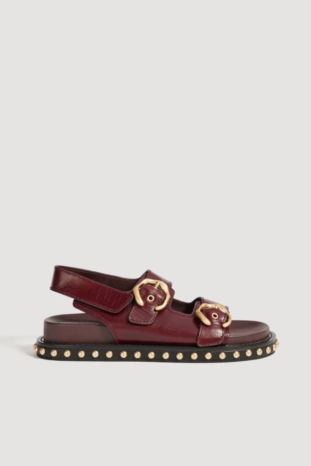 AJE Amara Buckle Sandal in MERLOT, image 1 of 1 from Aje