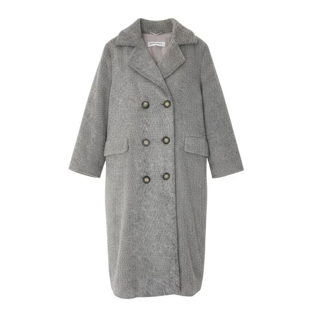 Max Mara Chesterfield Long Coat Angora Blend Double Breasted 40 Gray in Grey from The Reluxe, photo 1 of 1