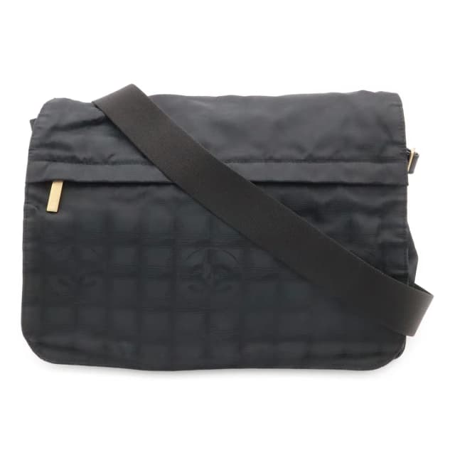 Chanel New Travel Line Messenger Bag Crossbody Nylon Jacquard Black Gold in Black Nylon from The Reluxe, photo 1 of 1