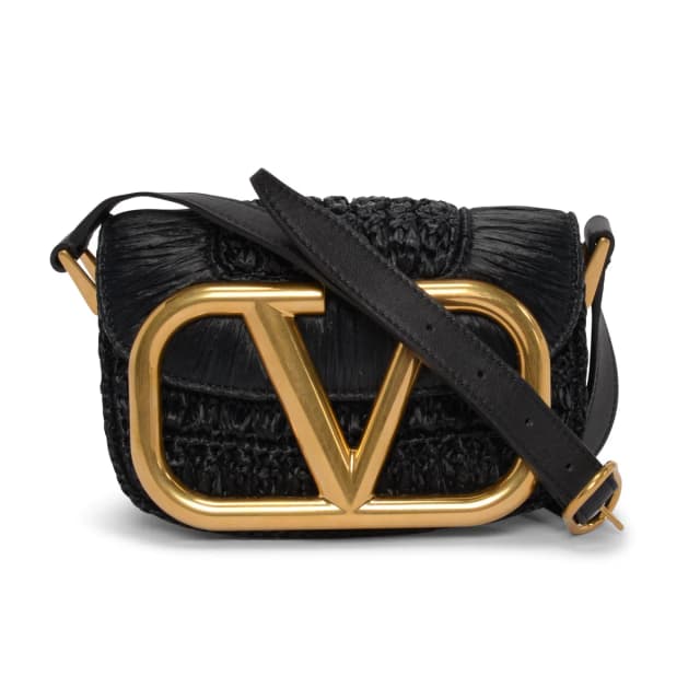Valentino Garavani Raffia Small Braided Supervee Bag in Black Raffia from Blue Spinach, photo 1 of 1