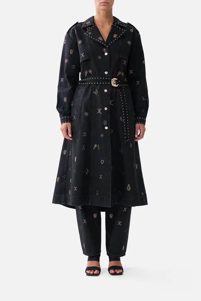 Camilla eBoutique HEIRLOOM EMPIRE LONGLINE BELTED TRENCH COAT DENIM, image 1 of 1 from CAMILLA