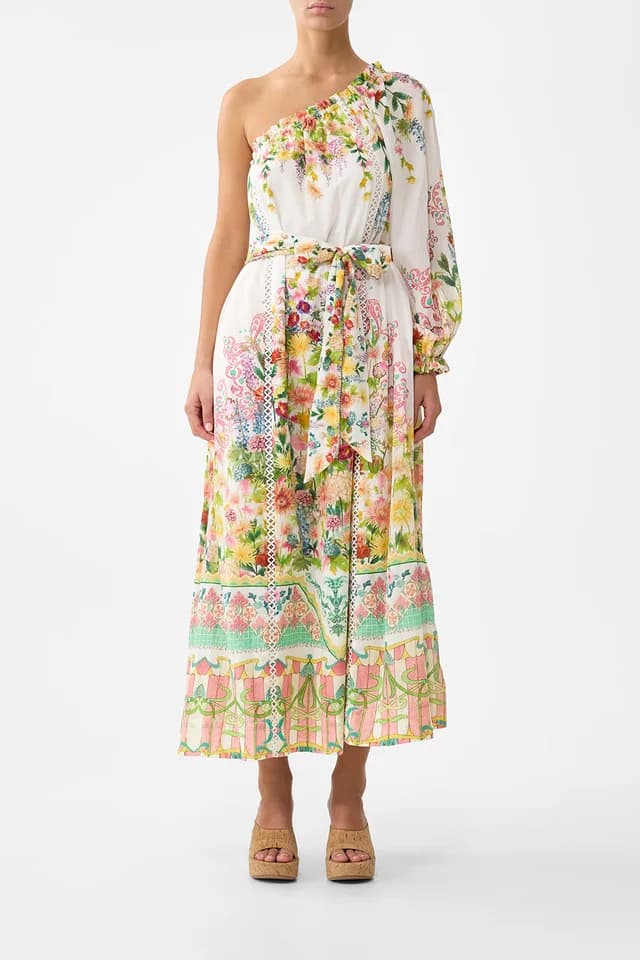 Camilla eBoutique ONE SHOULDER DRESS WITH BLOUSON SLEEVE THE CALL OF CATALONIA, image 1 of 1 from CAMILLA