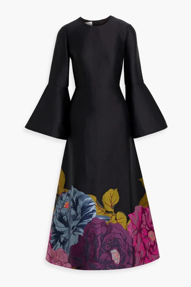 Valentino Garavani Metallic Floral-Jacquard Maxi Dress in Black, image 1 of 1 from THE OUTNET