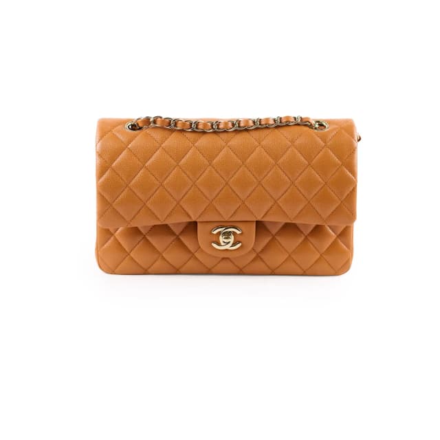 Chanel Medium Classic Flap Caramel Brown Caviar Light Gold HW in Brown Caviar leather from The Purse Affair, photo 1 of 1