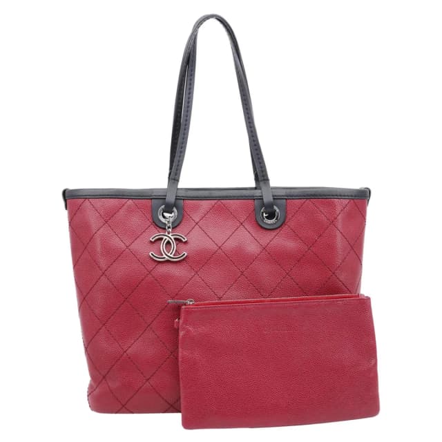 Chanel Shopping Fever Quilted Caviar Leather Tote Bag Maroon in Caviar leather from Dallas Designer Handbags, photo 1 of 1