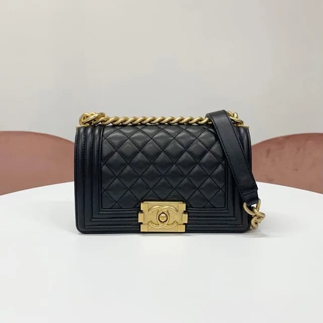 Chanel Boy 20 Quilted Lambskin Chain Shoulder Bag in Lambskin from The Reluxe, photo 1 of 1
