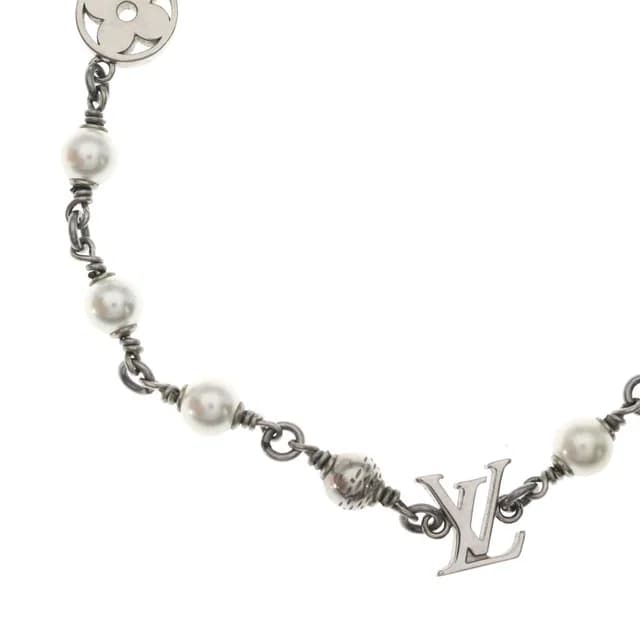 LV Pearl Monogram Chain Necklace Silver in Silver from The Reluxe, photo 1 of 1