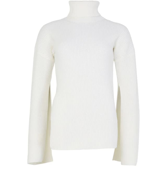 TOTEME Slit sleeve turtleneck sweater in Beige, image 1 of 1 from 24S (US)