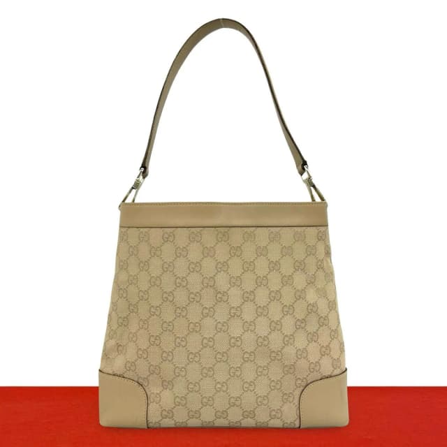 Gucci GG Canvas Pattern Leather Shoulder Bag Tote Beige in Beige Canvas from The Reluxe, photo 1 of 1