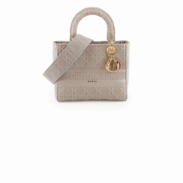 Dior Medium Lady D-Lite Grey in Grey Canvas from The Purse Affair, photo 1 of 1