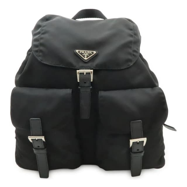 Prada Triangle Logo Backpack Nylon Leather Nero Black Silver in Black Nylon from The Reluxe, photo 1 of 1