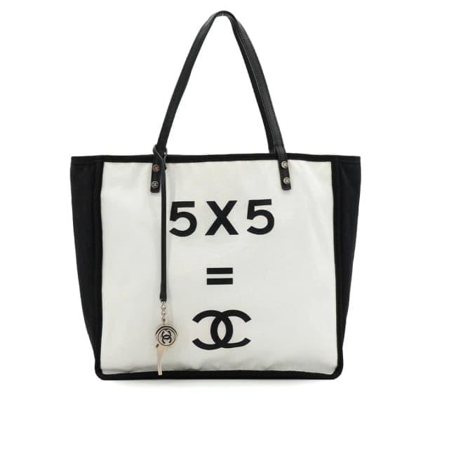 Chanel Let's Lemon Straight Tote Shoulder Bag White Canvas Leather Silver Hardware in White Canvas from Luxury Promise, photo 1 of 1