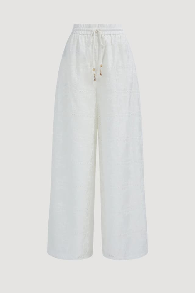 AJE Merritt Embroidered Pant in IVORY, image 1 of 1 from Aje